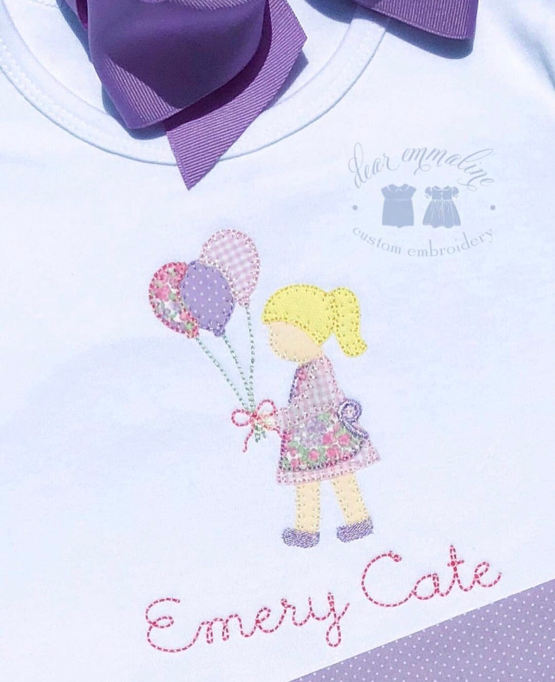 Girl with Balloons Applique Shirt