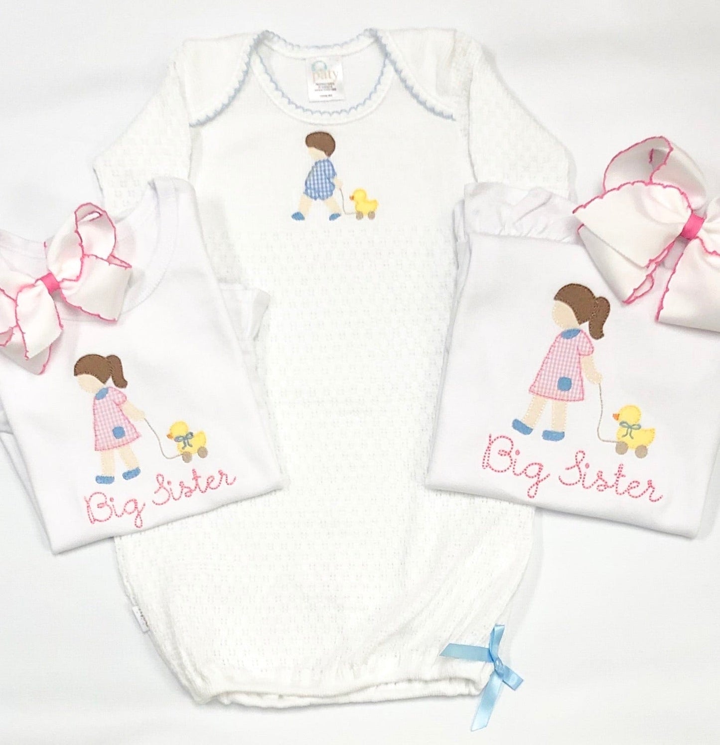 Girl with Duck Pull Toy Big Sister Shirt