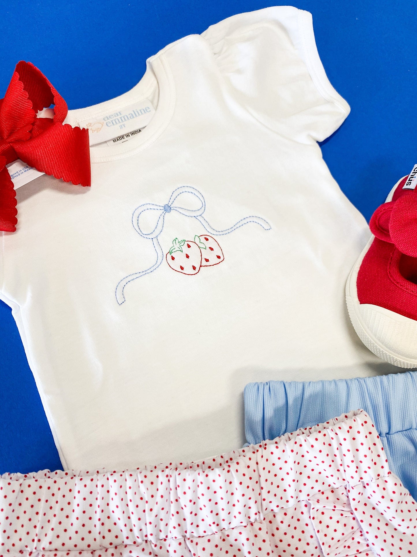 Girls Strawberry Bow Shirt