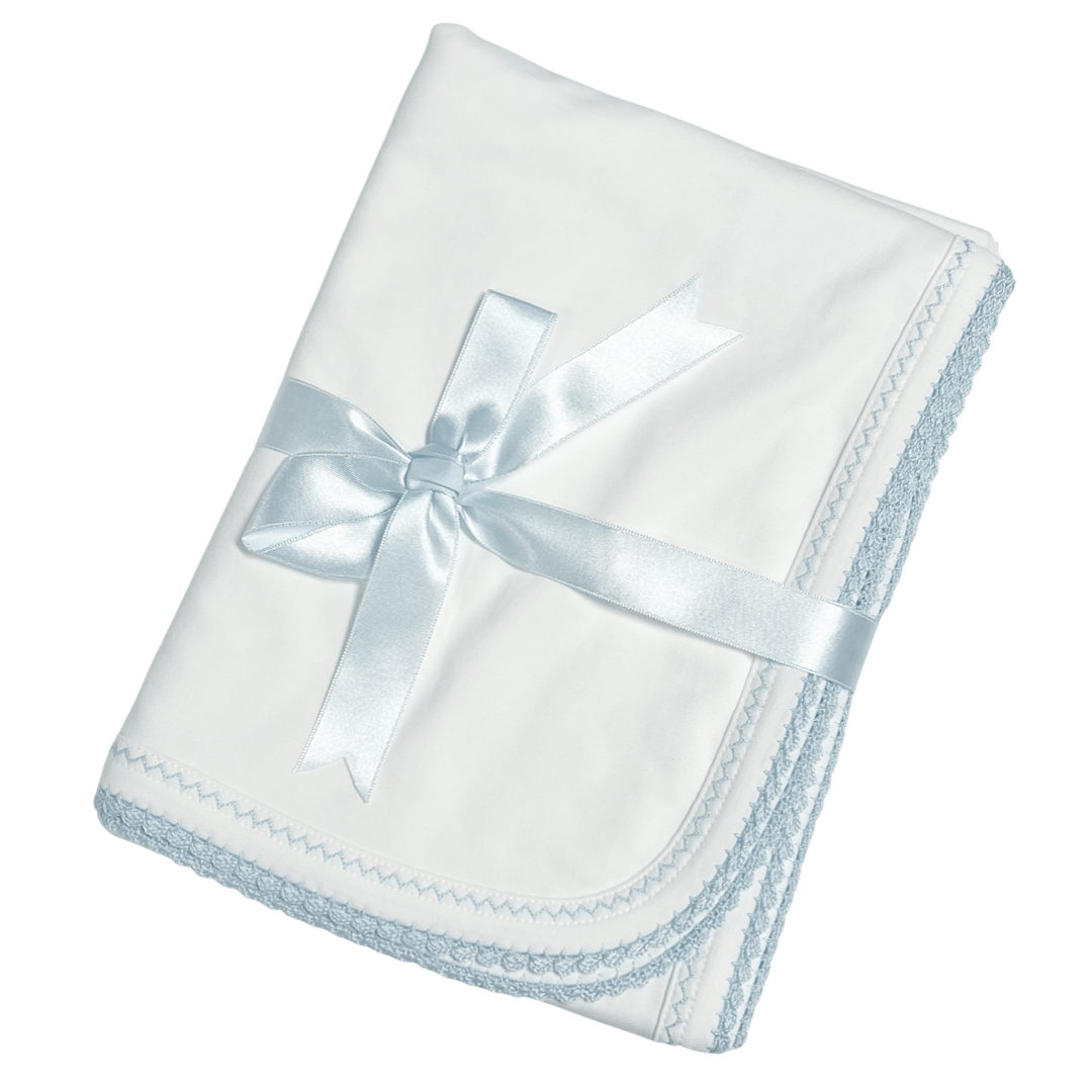 Pima Cotton Baby Blanket with Crochet Trim (multiple colors)