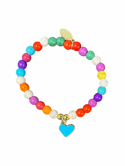 Multi Color with Heart Charm Bracelet