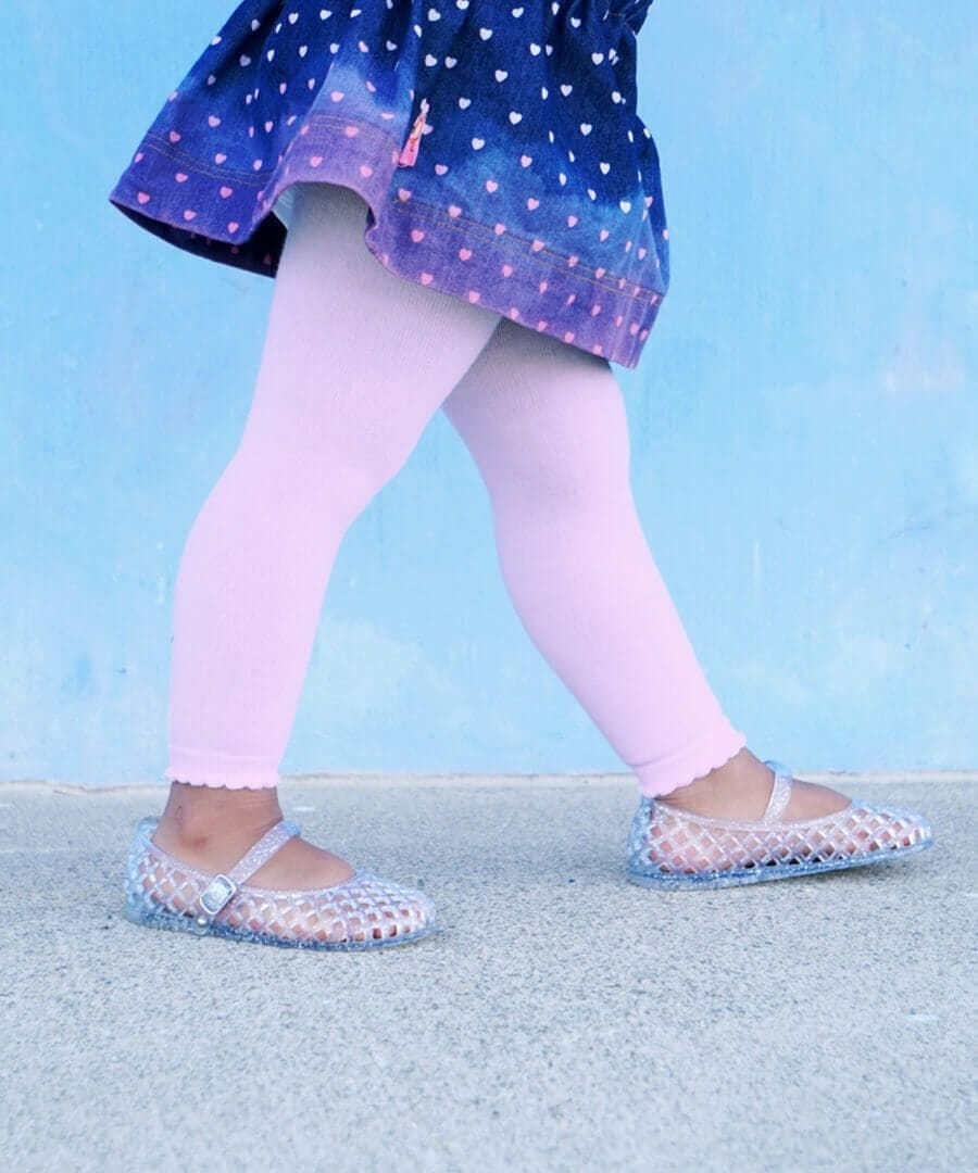 Scalloped Pima Cotton Footless Tights
