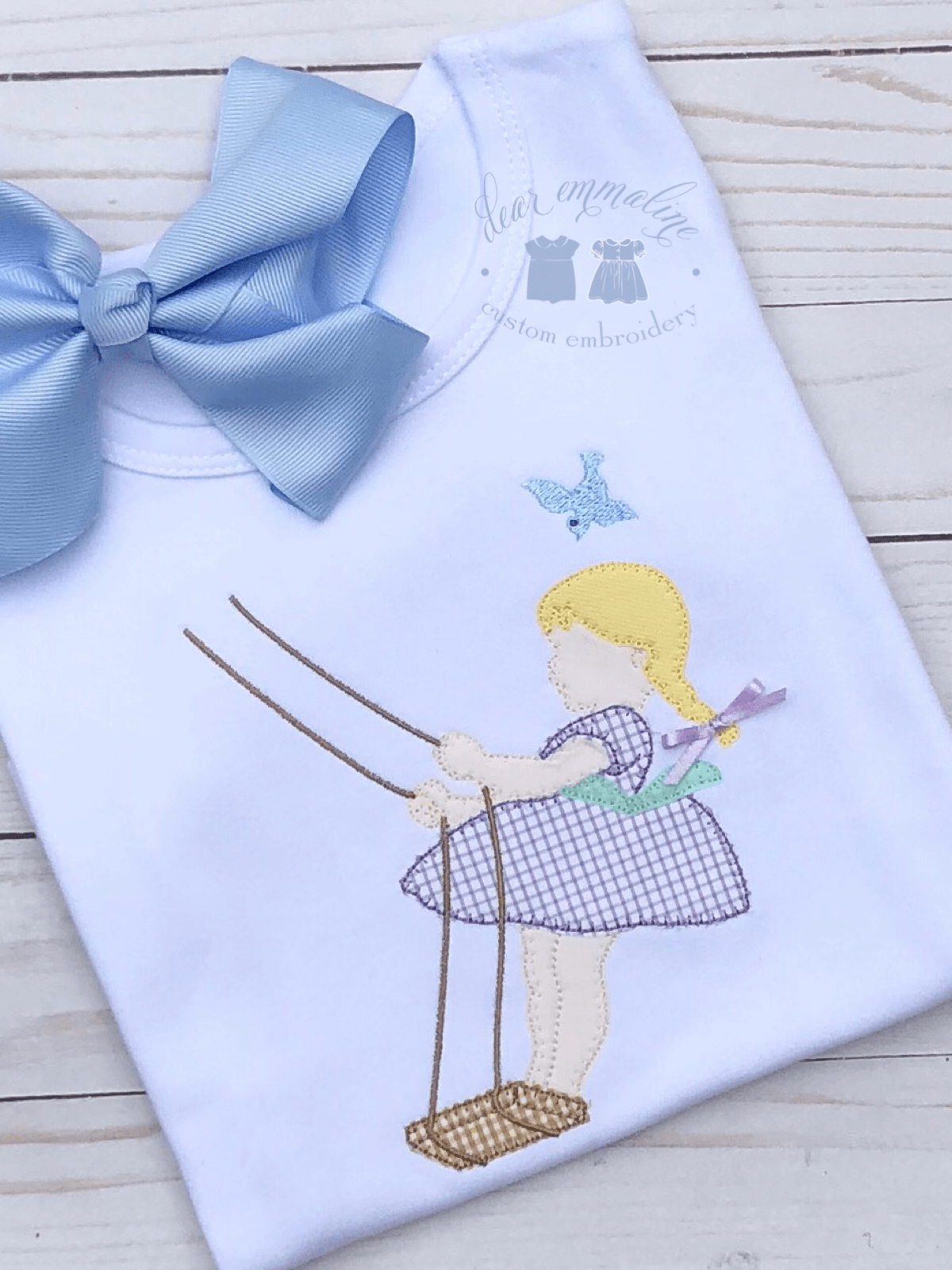 Little Girl on Swing Applique Shirt