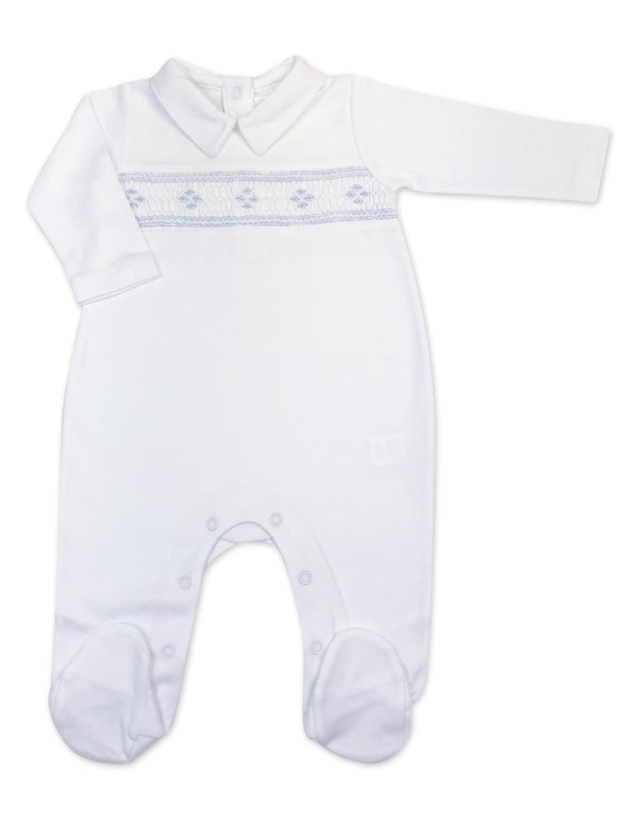 White Smocked Argyle Footie