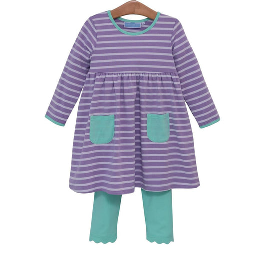Annie Pants Set - Lavender Stripe