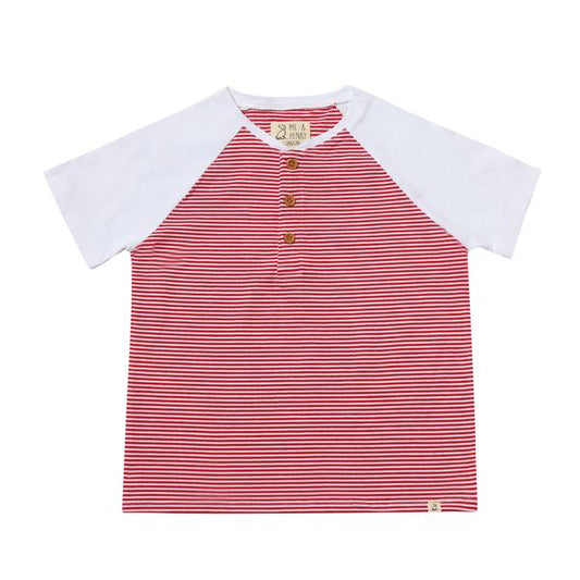 Beacon Raglan Henley - Red and White