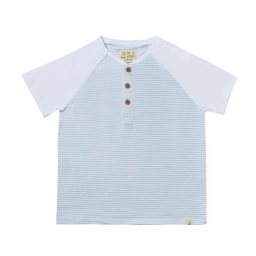 Beacon Raglan Henley Shirt/ Blue & White Stripe