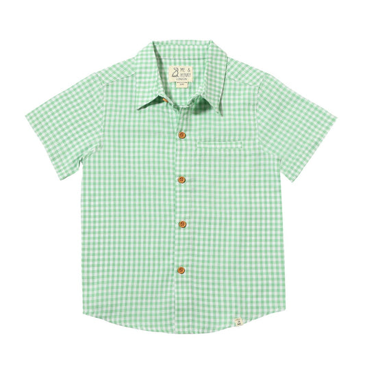 Newport Woven Shirt/Green & White Check Gauze