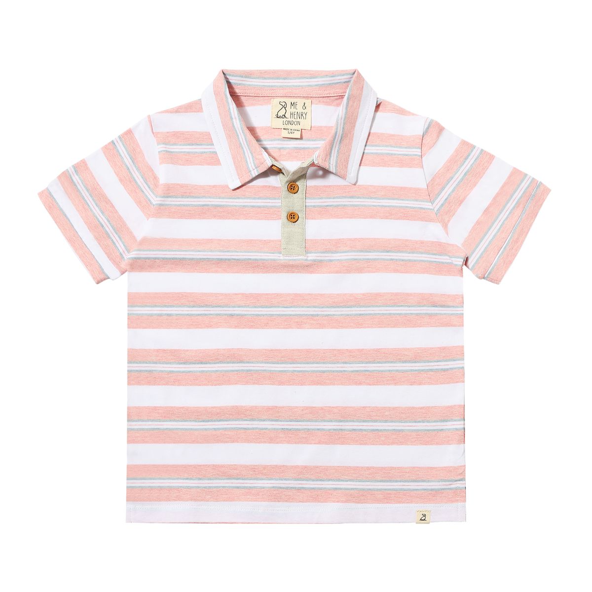 Shipping Polo - Pink, Grey and White Stripe