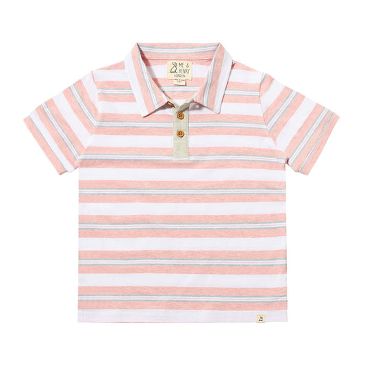 Shipping Polo - Pink, Grey and White Stripe