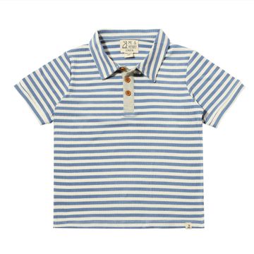 Blue & White Striped Polo