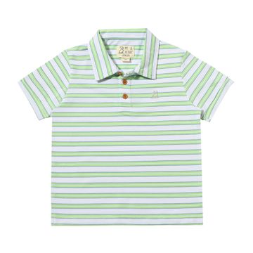 Lime, White & Blue Pique Polo