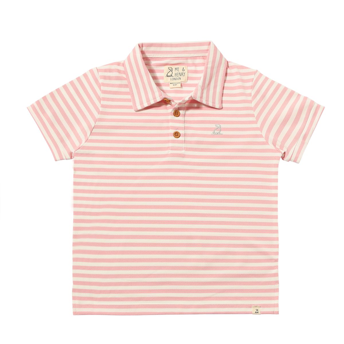 Pink & Cream Striped Pique Polo