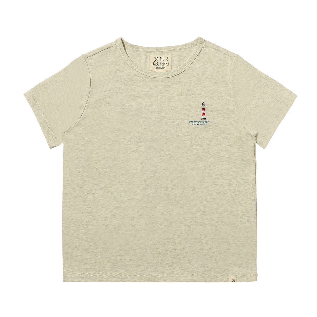 Marine Embroidered Tee - Grey Lighthouse