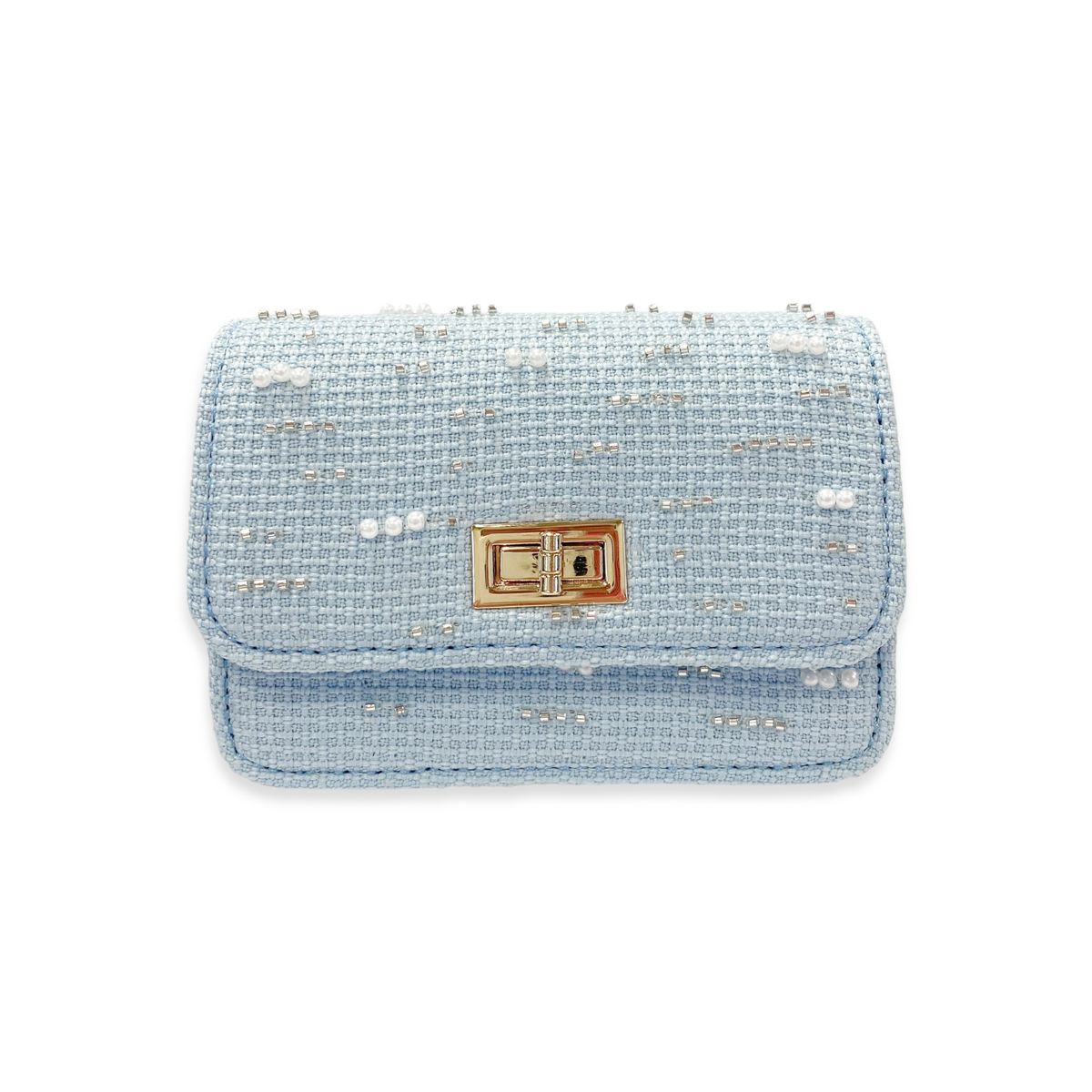 Embellished Tweed Purse, Blue