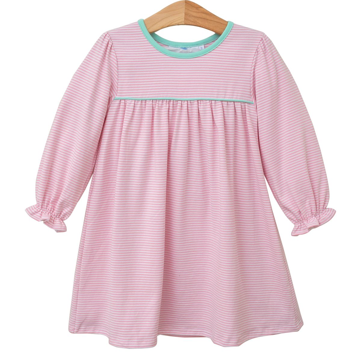 Ellie Dress - Light Pink Stripe and Mint