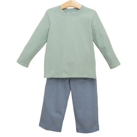 Miller Pants Set - Blue Stripe and Sage