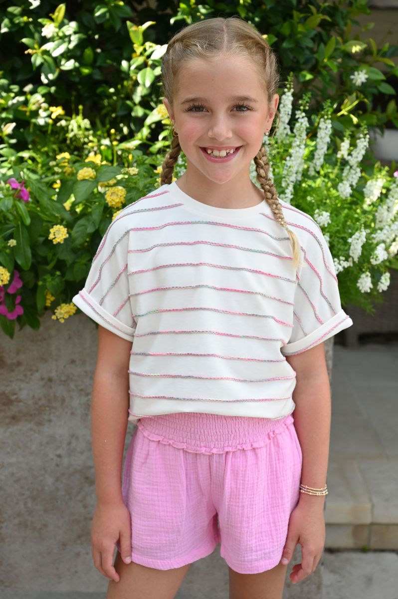 Fran Top, Green/Pink Stripe