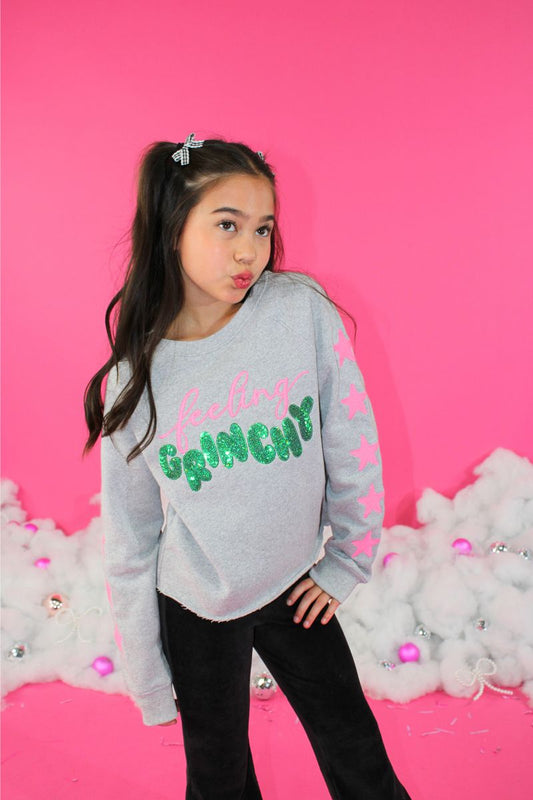 Sequins Feeling Grinchy Sweatshirt - Heather Gray