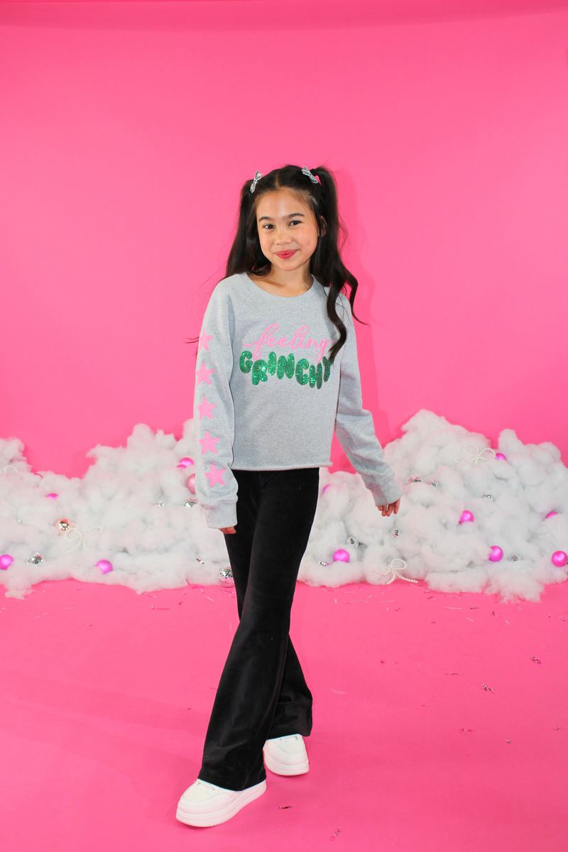 Sequins Feeling Grinchy Sweatshirt - Heather Gray