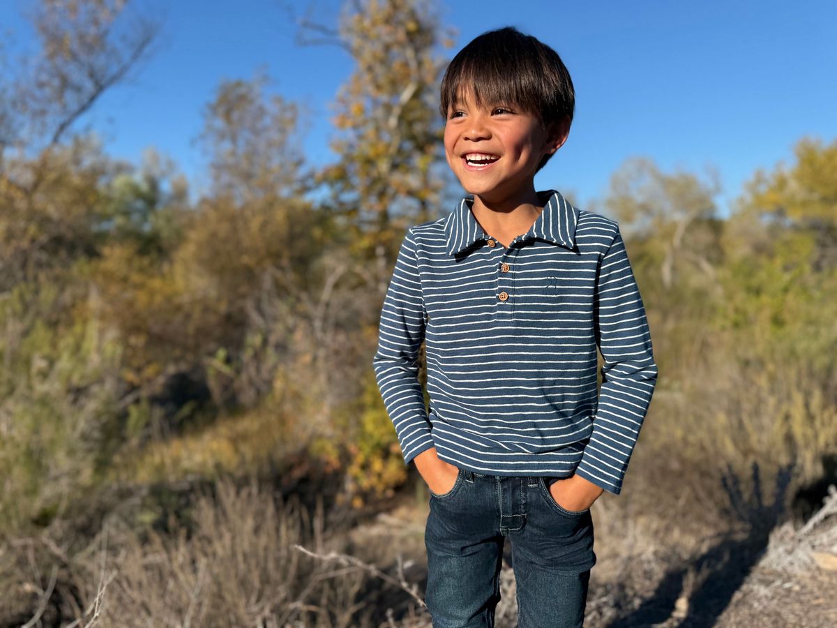 Spencer Polo, Blue and White Stripe