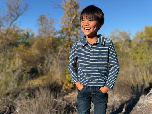 Spencer Polo, Blue and White Stripe