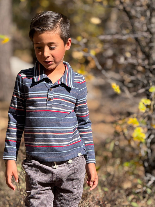 Spencer Polo, Chambray Multi Stripe