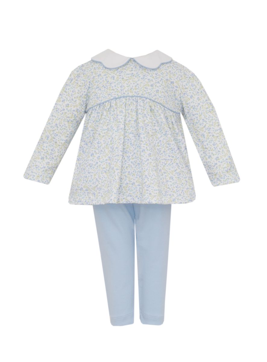 Caroline Tunic Set, Tiny Blue Floral