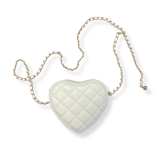 Quilted Leather Heart Purse, Ivory