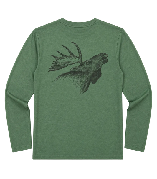 Mayfly Bamboo Long Sleeve Tee - Moose, Field Green