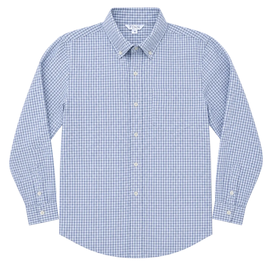 Pierfront Button Down, Springwater Blue Plaid