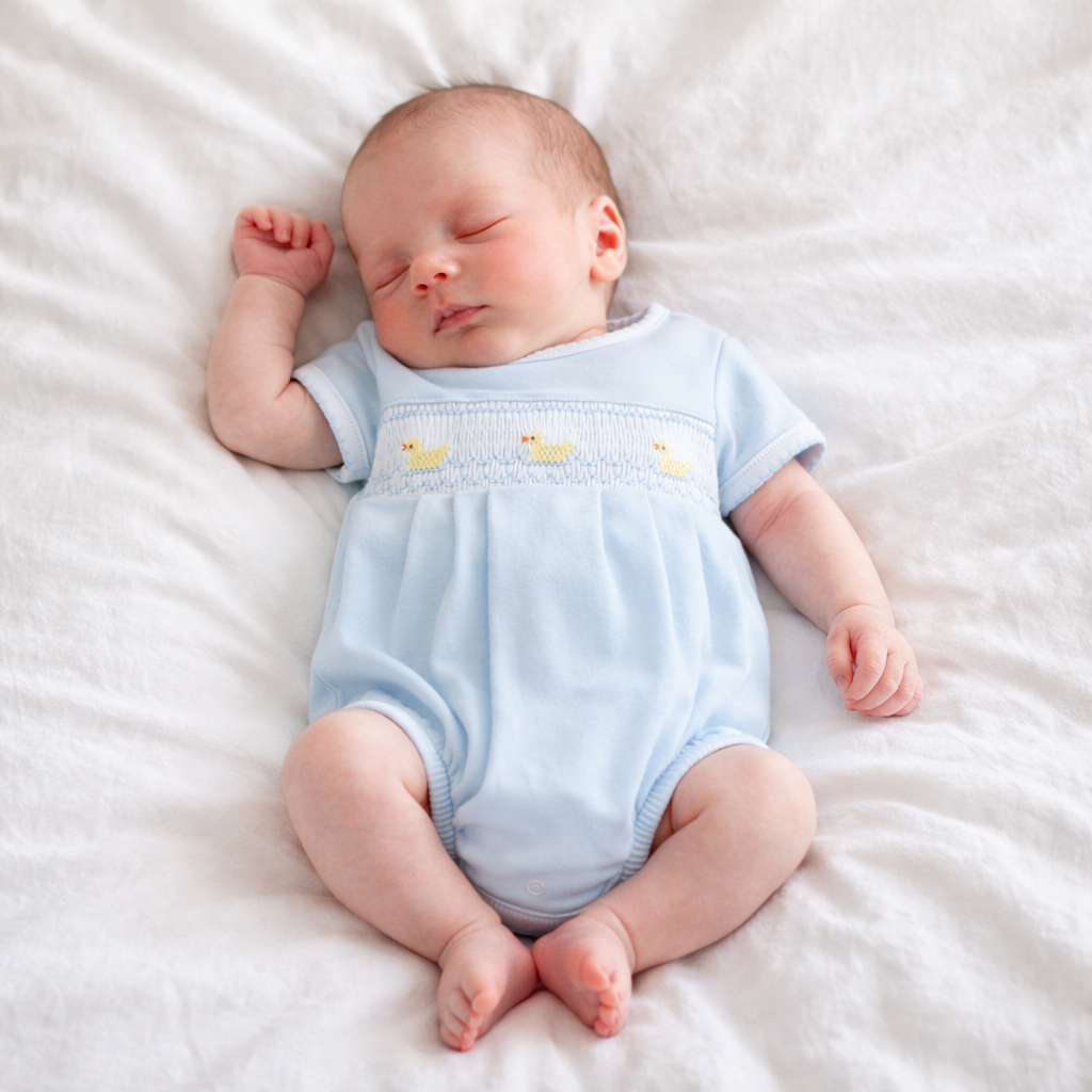 Little Ducklings Classics Smocked Bubble, Light Blue