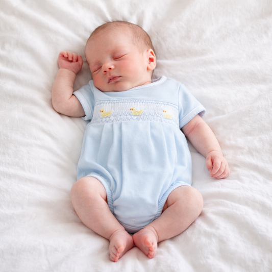 Little Ducklings Classics Smocked Bubble, Light Blue