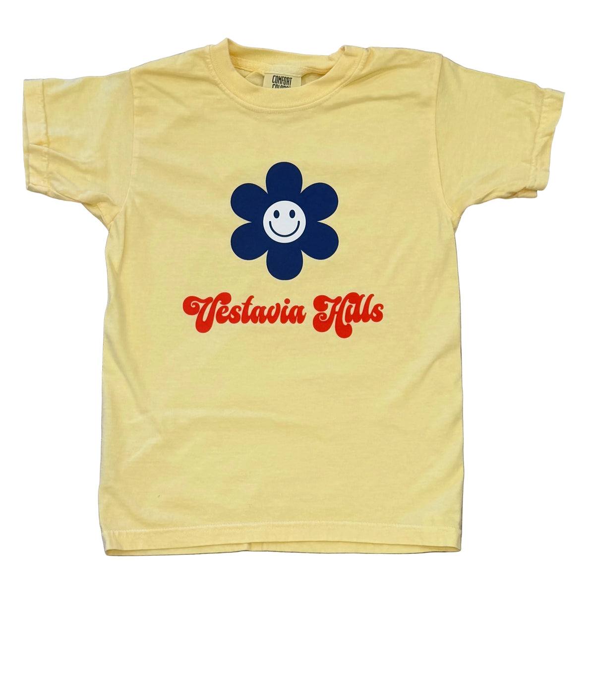 Vestavia Smiley Flower Tee, Butter Yellow