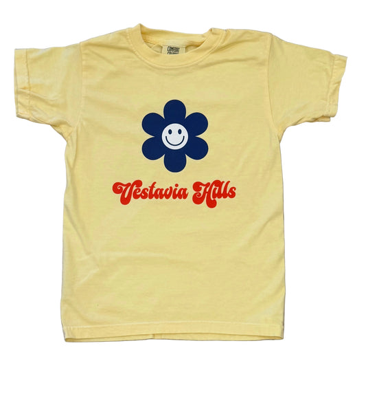 Vestavia Smiley Flower Tee, Butter Yellow