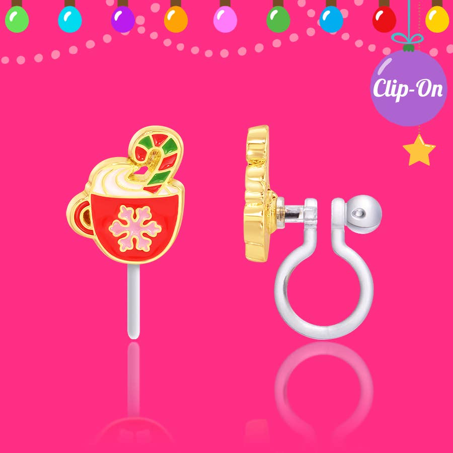 CLIP ON Earrings | Holiday Hot Cocoa | Christmas