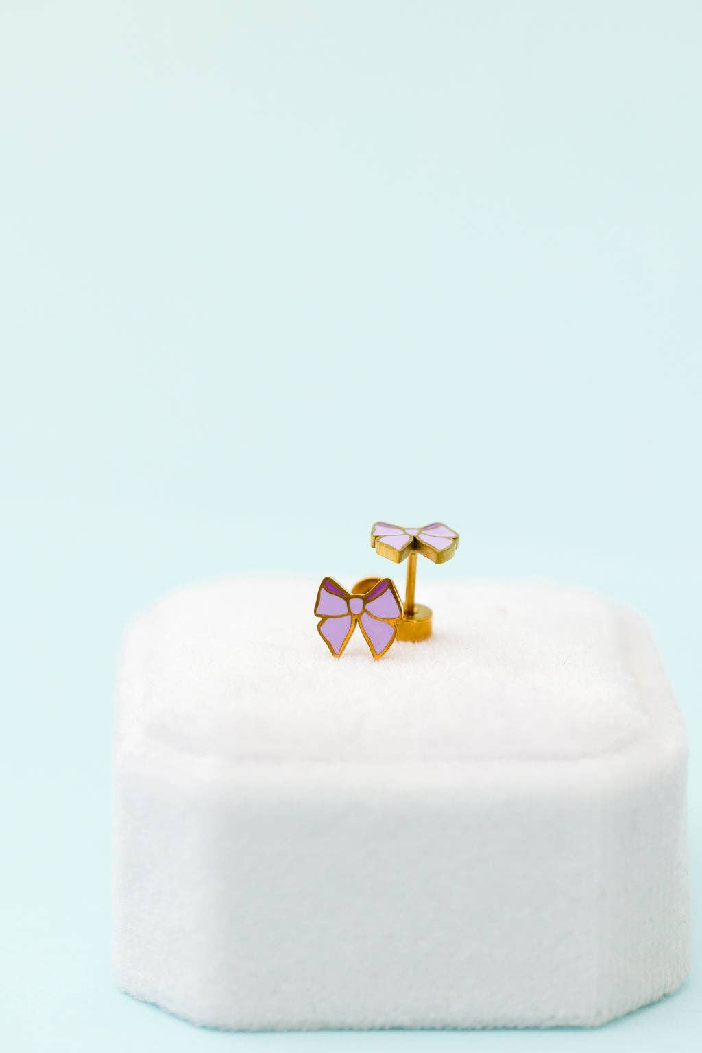 Lavender Bow Stud Earrings