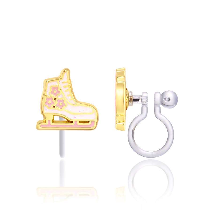 CLIP ON Earrings | Ice Skates | Christmas