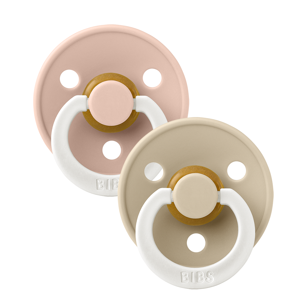 BIBS Colour GLOW 2 Pack Pacifiers  - Blush/Vanilla