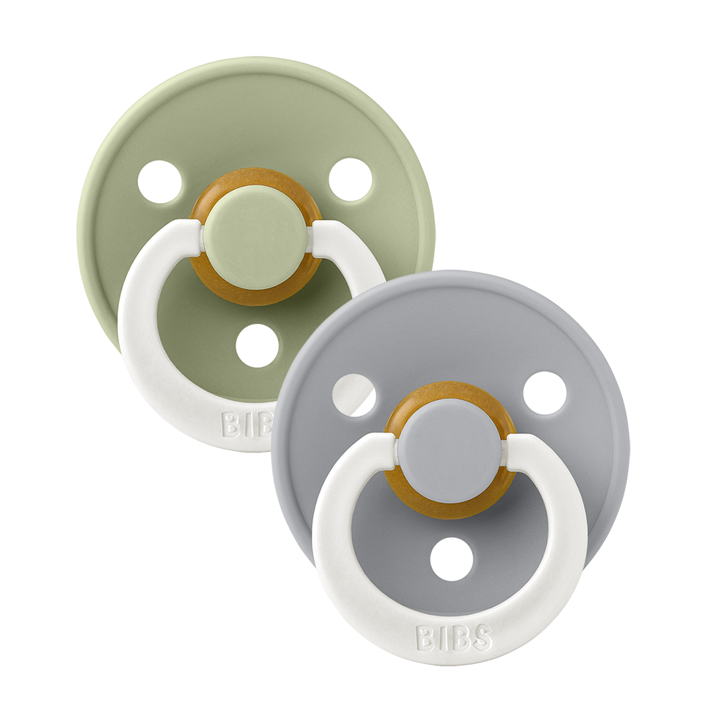 BIBS Colour GLOW 2 Pack Pacifiers  - Sage/Cloud
