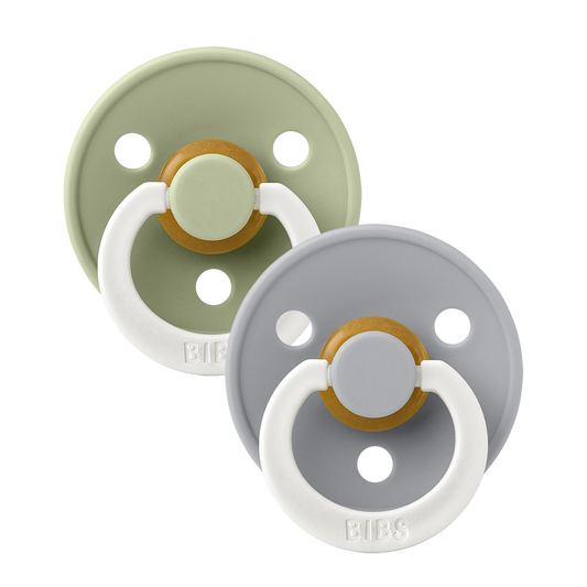 BIBS Colour GLOW 2 Pack Pacifiers  - Sage/Cloud