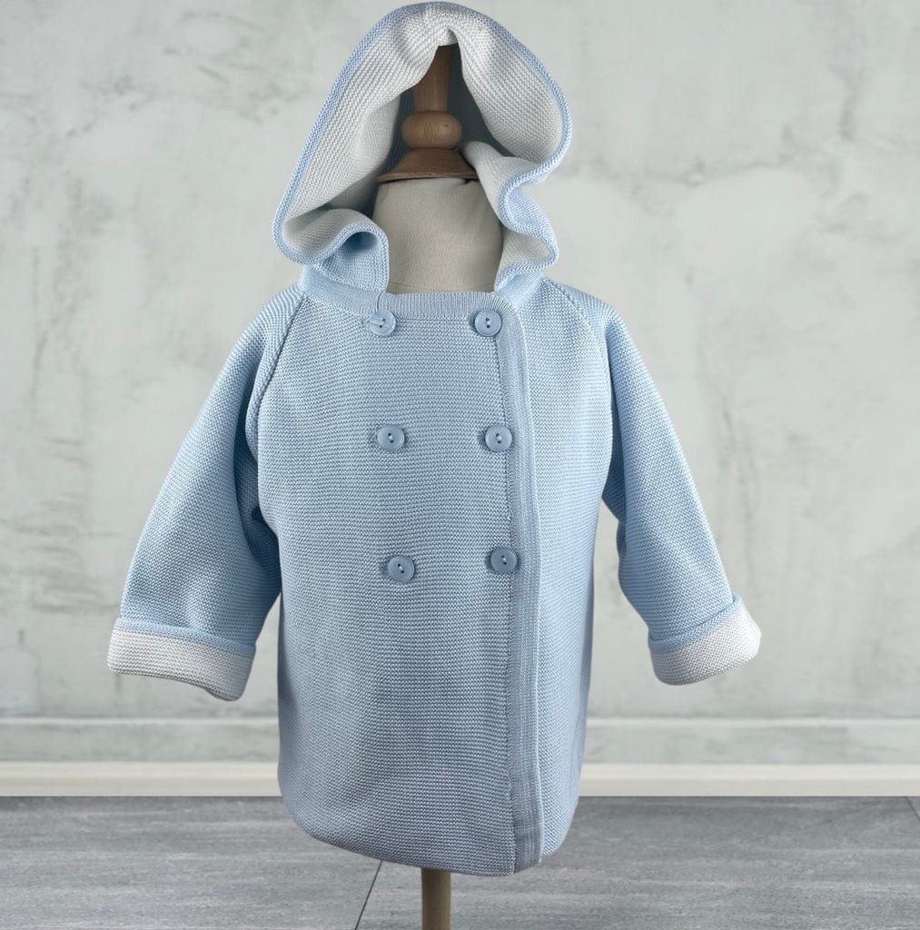 Double Breasted Seed Stitch Hoodie - Blue