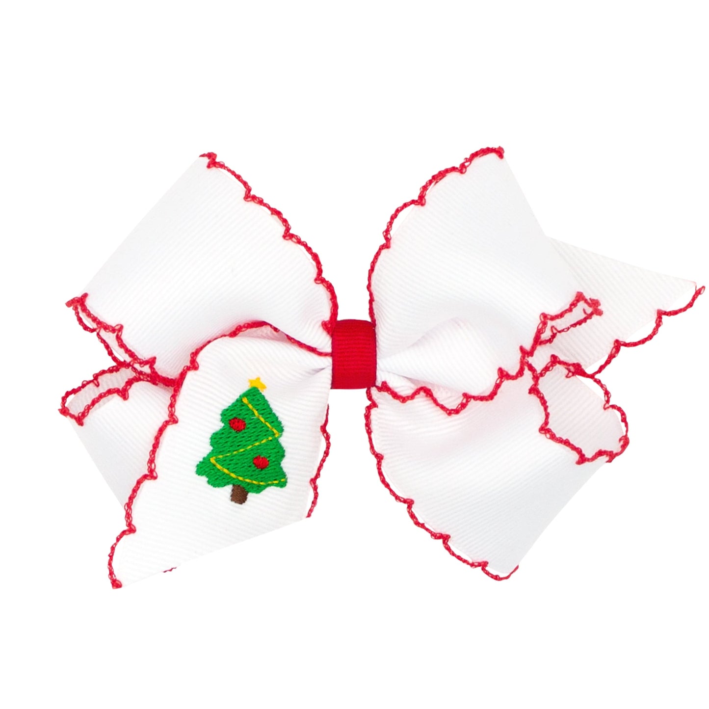 Classic Red and Green Tree Moonstitch Bow (Multiple Sizes)