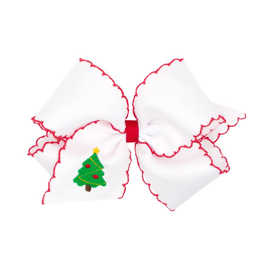 Classic Red and Green Tree Moonstitch Bow (Multiple Sizes)