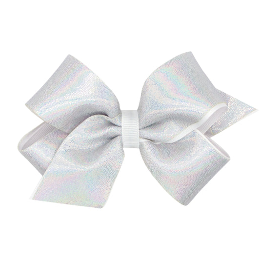 Medium Mirror Dot Hairbow, White