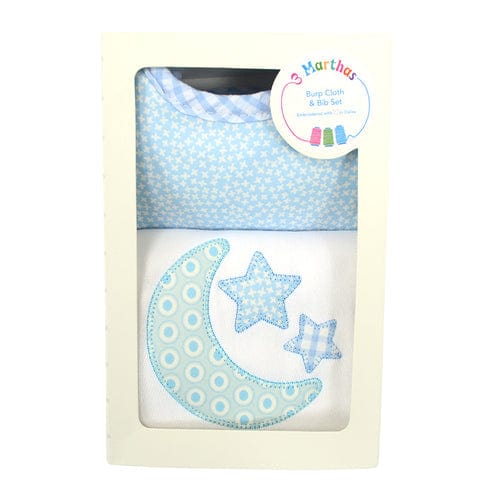 Lullaby Blue Boxed Bib & Burp Set