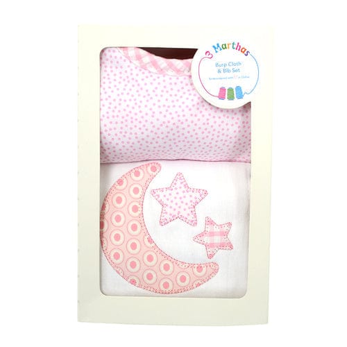 Lullaby Pink Boxed Bib & Burp Set