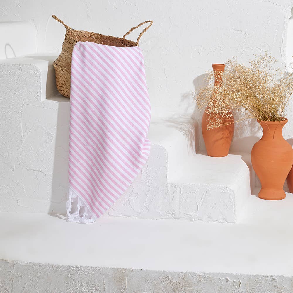 Turkish Beach Towels with Terry Backing, Multiple Colors