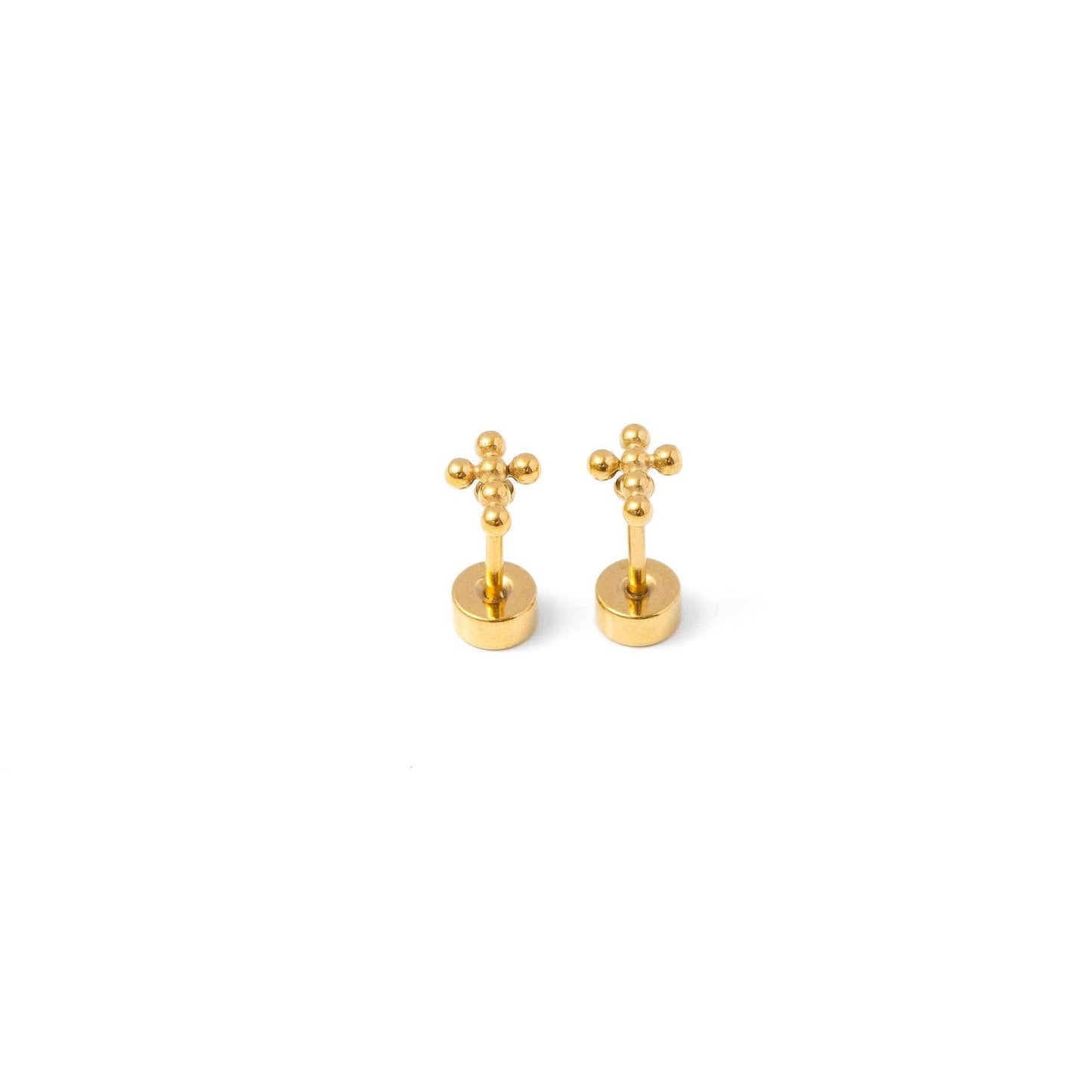 Beaded Cross Stud Earrings