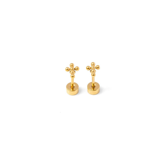 Beaded Cross Stud Earrings